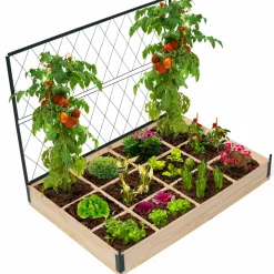Kit complet 3 carrés potager et serre à tomates + treillis + housse*IDMarket Online