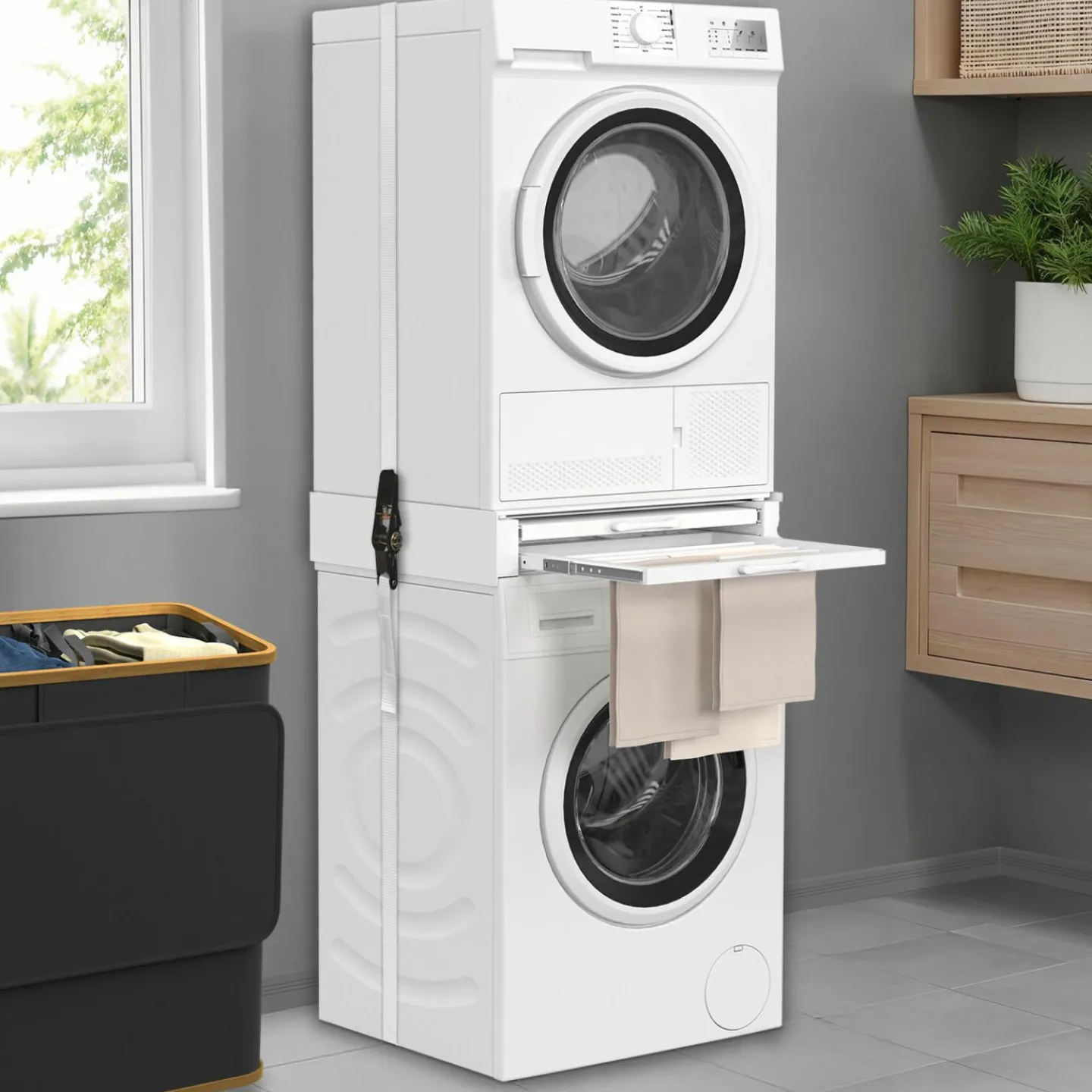 Kit de superposition universel machine à laver et sèche linge avec séchoir*IDMarket