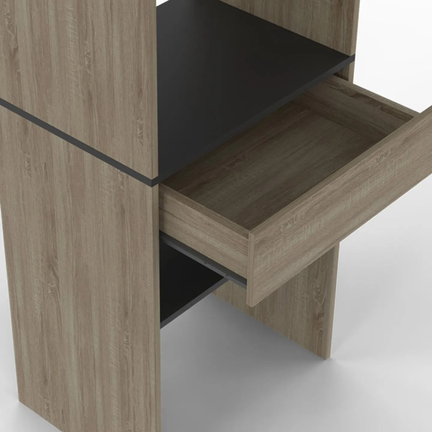 Kit dressing placard hêtre et noir avec étagères, tiroir et double penderie*IDMarket Sale