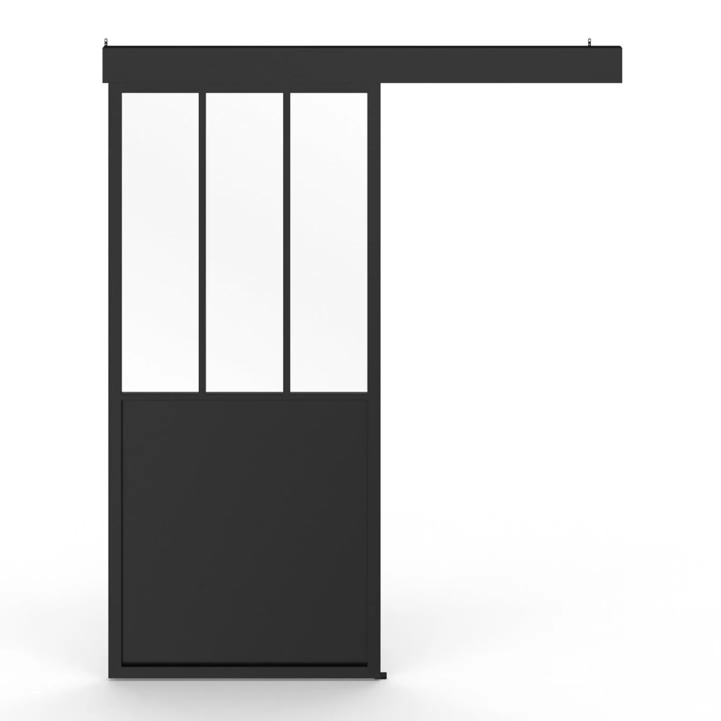 Kit porte coulissante vitrée verre trempé en métal avec MDF*IDMarket Online