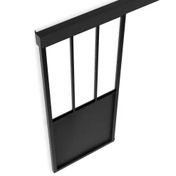 Kit porte coulissante vitrée verre trempé en métal avec MDF*IDMarket Online