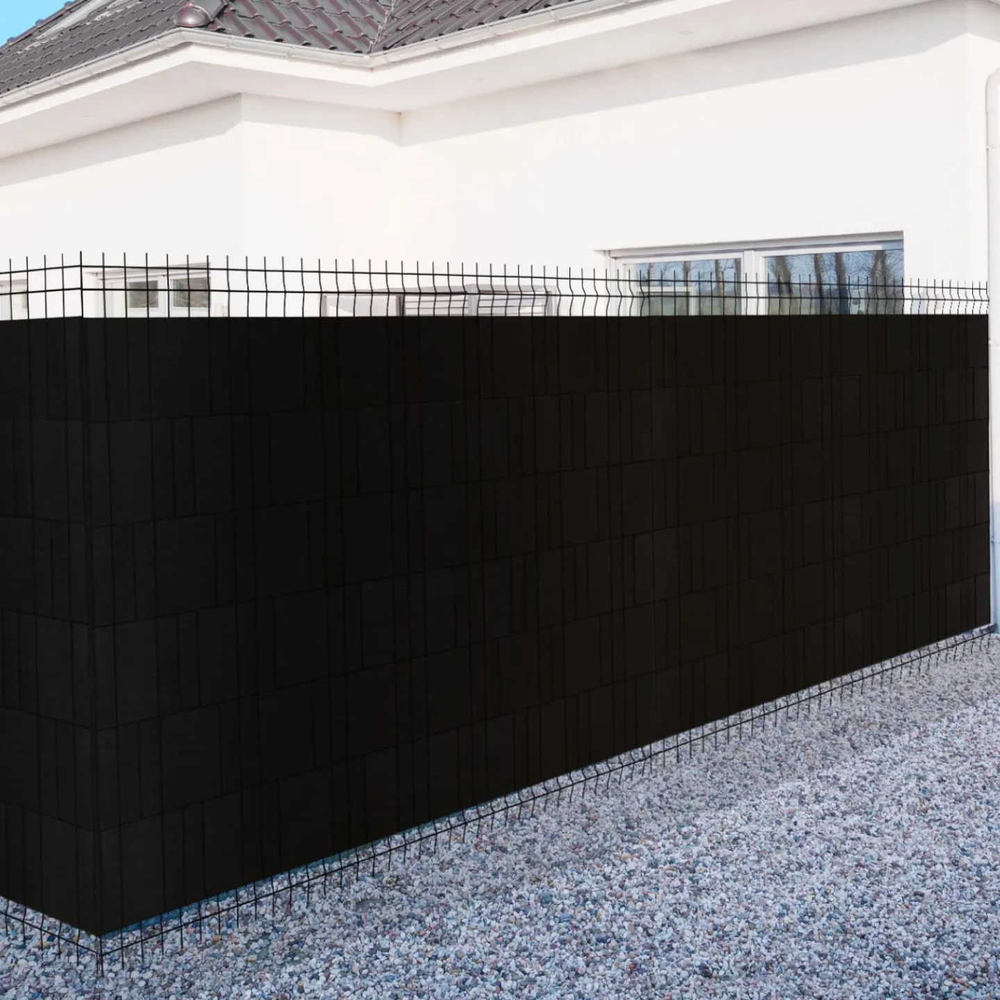 Lamelles occultantes PVC noir 35m pour grillage rigide*IDMarket Online