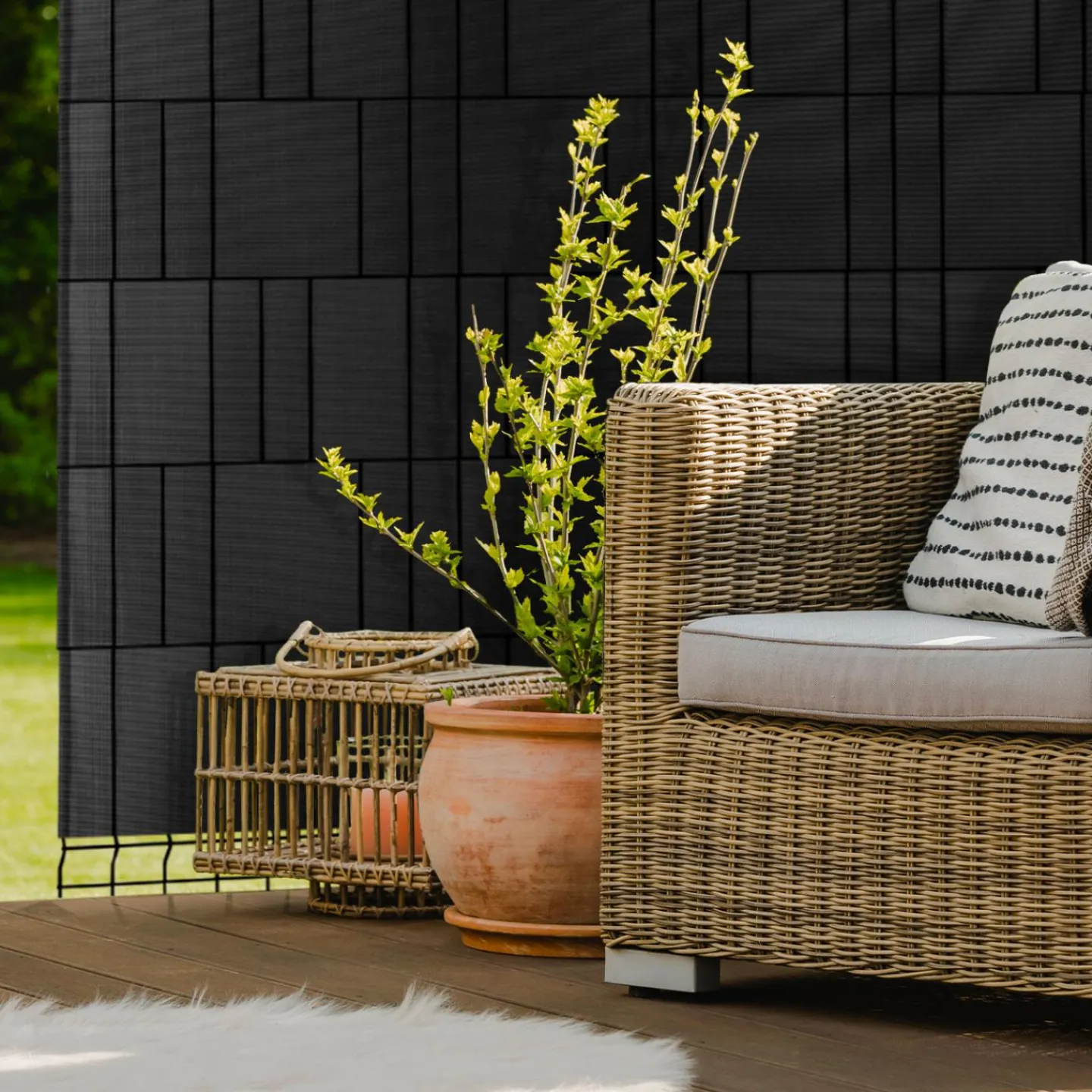 Lamelles occultantes PVC noir 35m pour grillage rigide*IDMarket Online