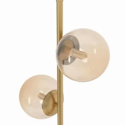 Lampadaire sur pied en métal doré avec 3 abat-jours globe verre*IDMarket Outlet