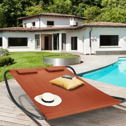 Lit bain de soleil 2 places terracotta en toile*IDMarket