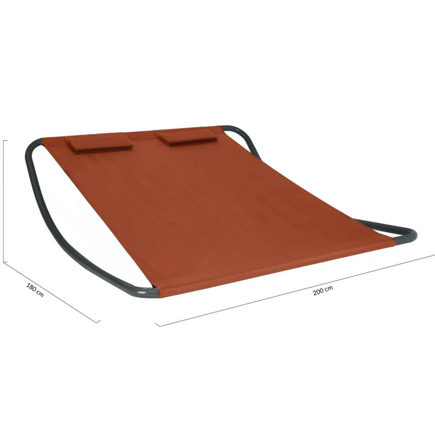 Lit bain de soleil 2 places terracotta en toile*IDMarket