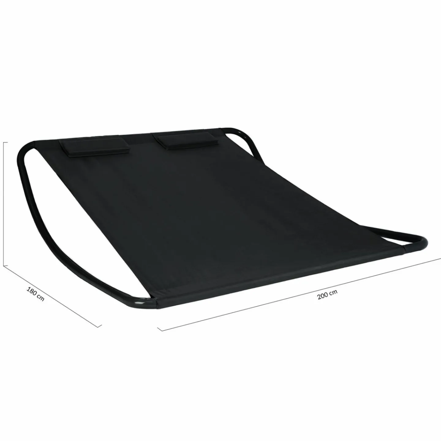 Lit bain de soleil double en toile noire*IDMarket Hot