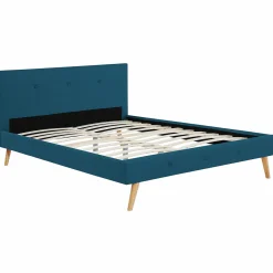 Lit bleu canard scandinave 140x190 cm*IDMarket Discount