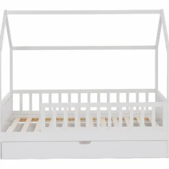 Lit cabane avec tiroir et barrières blanc 80x160 cm*IDMarket Sale