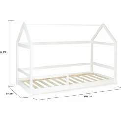 Lit cabane enfant blanc 90 x 190 cm style scandinave*IDMarket