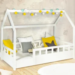 Lit cabane enfant blanc 80 x 160 cm*IDMarket Best