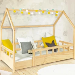 Lit cabane enfant en bois 80 x 160 cm*IDMarket Online