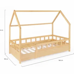 Lit cabane enfant en bois 80 x 160 cm*IDMarket Online