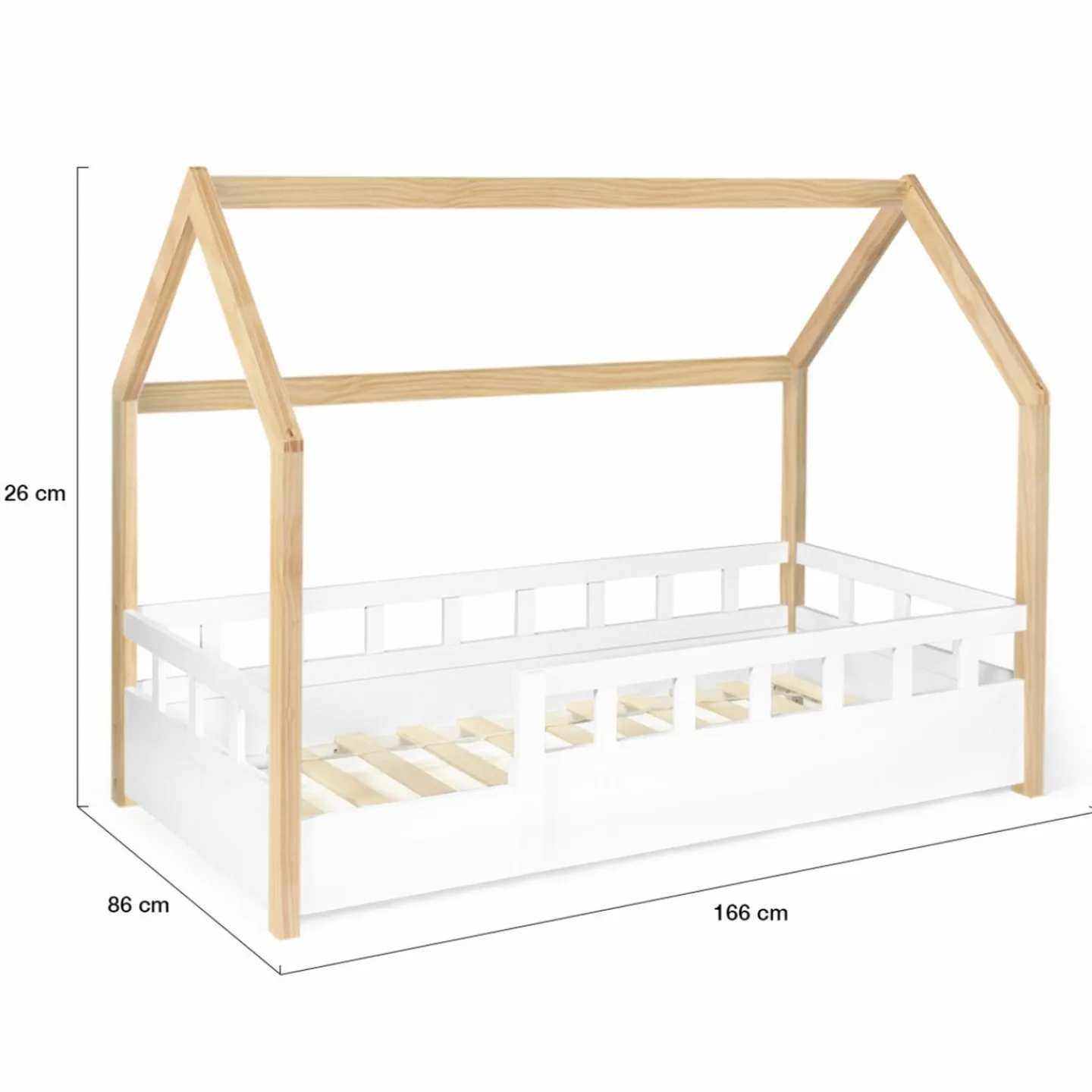 Lit cabane pour enfant blanc et hêtre 80x160 cm*IDMarket Discount