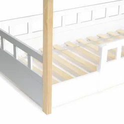 Lit cabane pour enfant blanc et hêtre 80x160 cm*IDMarket Discount