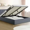 Lit coffre avec tête de lit gris 140x190 CM*IDMarket New