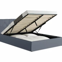 Lit coffre avec tête de lit gris 140x190 CM*IDMarket New