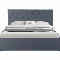 Lit coffre avec tête de lit gris 140x190 CM*IDMarket New