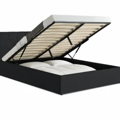 Lit coffre avec tête de lit noir 140x190 cm*IDMarket