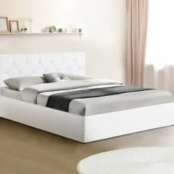 Lit coffre blanc 140x190 cm*IDMarket Sale