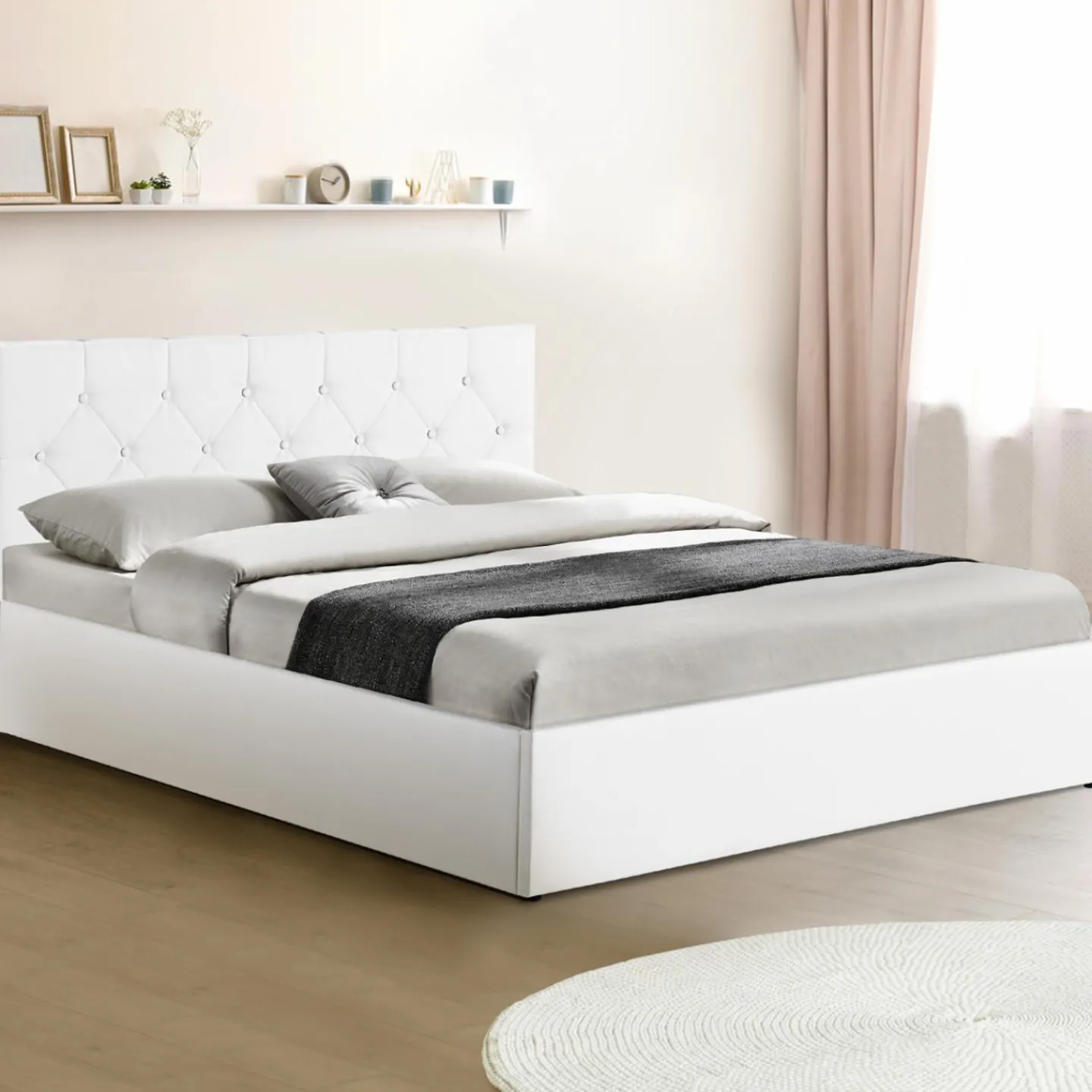 Lit coffre blanc 140x190 cm*IDMarket Sale