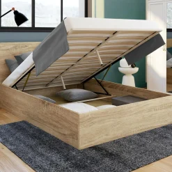 Lit coffre deux personnes façon hêtre 160 x 200 cm*IDMarket Hot
