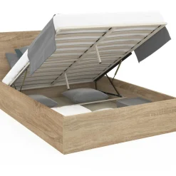 Lit coffre deux personnes façon hêtre 160 x 200 cm*IDMarket Hot