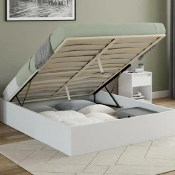 Lit coffre double avec sommier 160 x 200 cm blanc*IDMarket Outlet