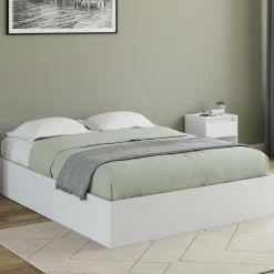 Lit coffre double avec sommier 160 x 200 cm blanc*IDMarket Outlet