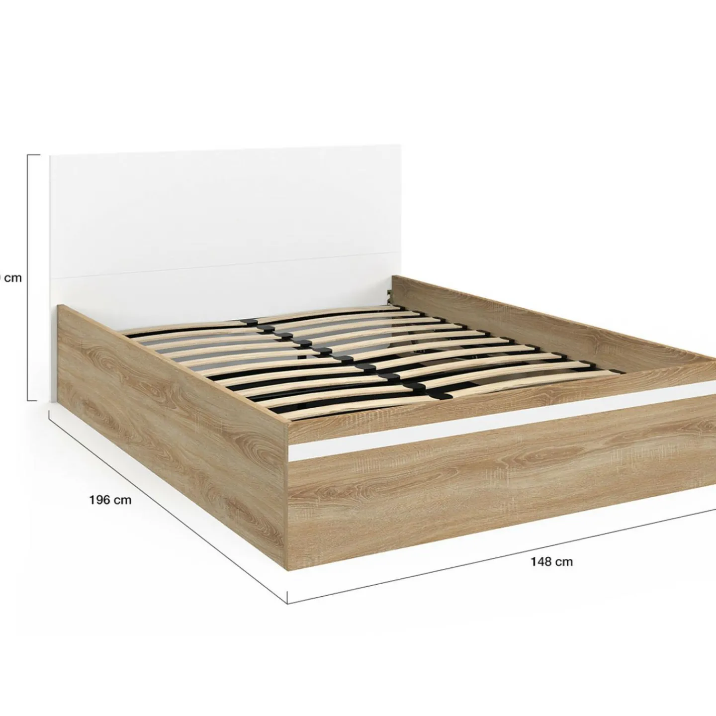 Lit coffre double avec tête de lit et sommier*IDMarket New