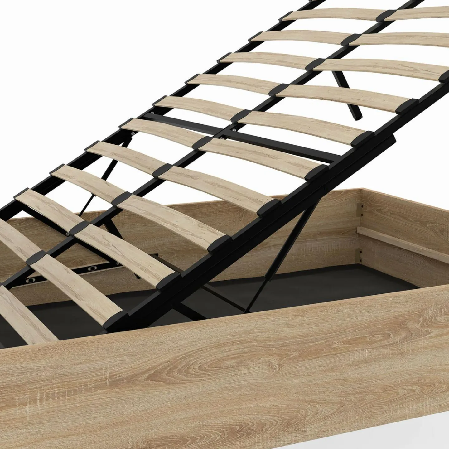 Lit coffre double avec tête de lit et sommier*IDMarket New