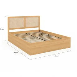 Lit coffre double avec tête de lit cannage*IDMarket Clearance