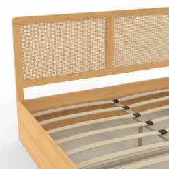 Lit coffre double avec tête de lit cannage*IDMarket Clearance