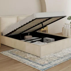 Lit coffre double beige 140 x 190*IDMarket Discount