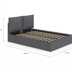 Lit coffre double gris 140 x 190*IDMarket Hot