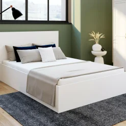Lit coffre double 140x190 cm coloris blanc*IDMarket Outlet