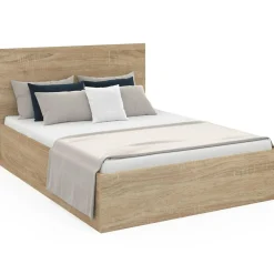 Lit coffre double 140x190 cm coloris bois*IDMarket New