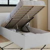 Lit coffre simple avec tête de lit et sommier 90 x 190 cm blanc*IDMarket