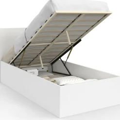 Lit coffre simple avec tête de lit et sommier 90 x 190 cm blanc*IDMarket