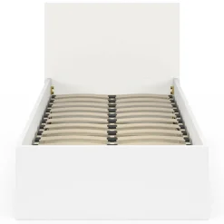 Lit coffre simple avec tête de lit et sommier 90 x 190 cm blanc*IDMarket