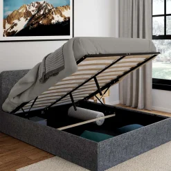 Lit coffre 140x190 cm gris anthracite*IDMarket New