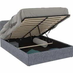 Lit coffre 140x190 cm gris anthracite*IDMarket New