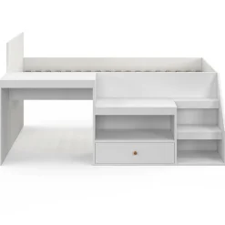 Lit combiné 90x190 cm avec bureau et rangements bois blanc*IDMarket Outlet