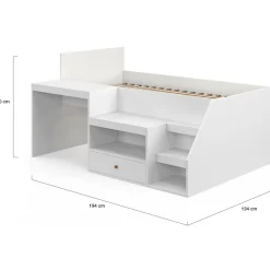 Lit combiné 90x190 cm avec bureau et rangements bois blanc*IDMarket Outlet