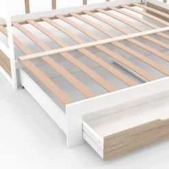 Lit convertible 180 x 190 cm blanc et hêtre*IDMarket Hot