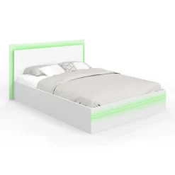 Lit double 140 x 190 cm avec sommier et LED intégrées blanc*IDMarket Online