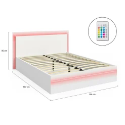 Lit double 140 x 190 cm avec sommier et LED intégrées blanc*IDMarket Online