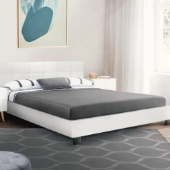 Lit double avec sommier PVC blanc 160x200cm*IDMarket Sale