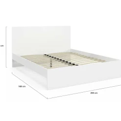 Lit double avec tête de lit et sommier 160 x 200 cm blanc*IDMarket