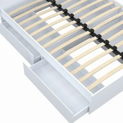 Lit double blanc 4 tiroirs sur roulettes avec tête de lit*IDMarket Hot